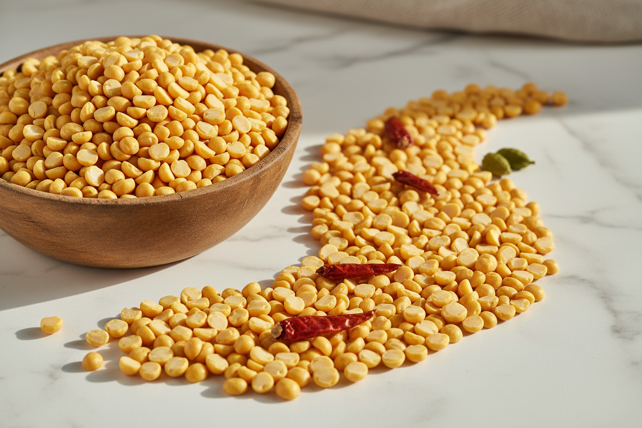 Our Chana Dal (split chickpeas) is carefully sourced and cleaned to bring you the best quality. With its nutty flavor and rich aroma, it is widely used in Indian and Nepali cuisines for curries, dal fry, soups, and even snacks like chana dal fritters. Packed with protein, iron, and fiber, it is a healthy addition to your diet.
